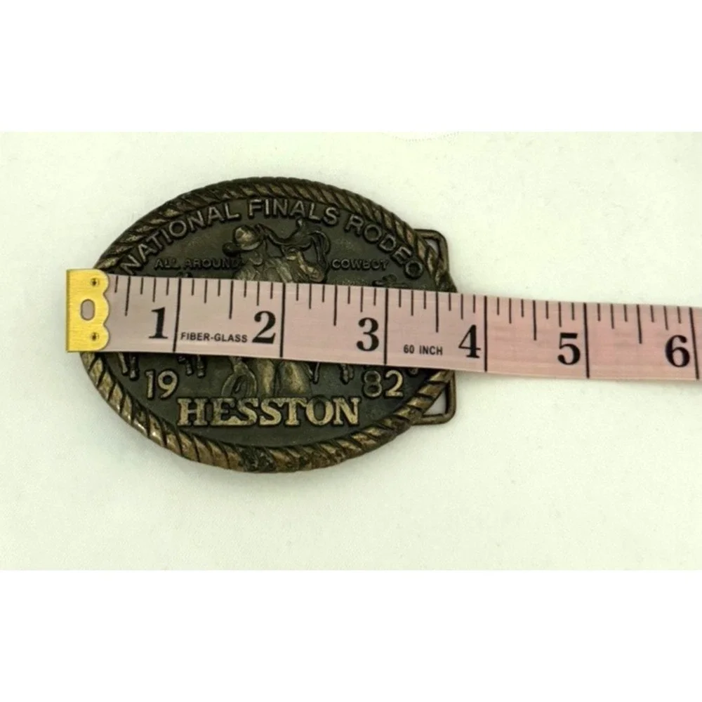 1982 Hesston National Finals Rodeo NFR Belt Buckle 8th Edition Cowboy Brass